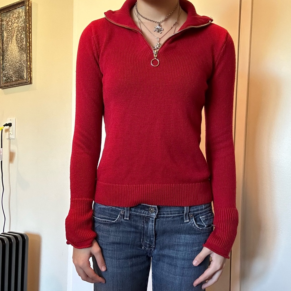Zara Knit Quarter Zip Sweater